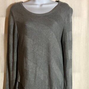 Gray Asymmetrical Sweater, striped pattern, long sleeves by Dana Buchman